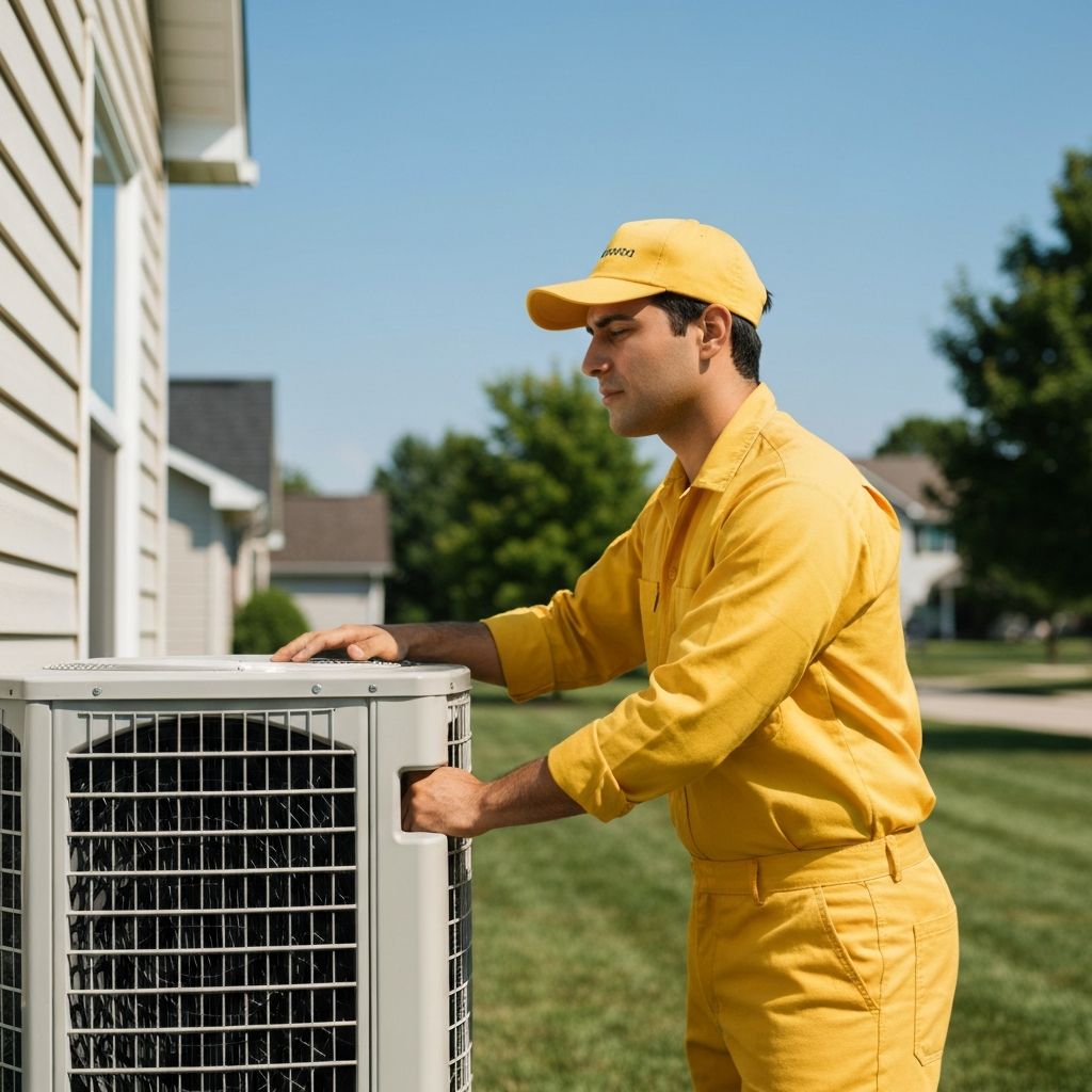 Highpine Climate Co. — HVAC technician servicing a residential air conditioning unit